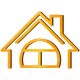 品家室內裝修設計LOGO，金色房屋圖標
